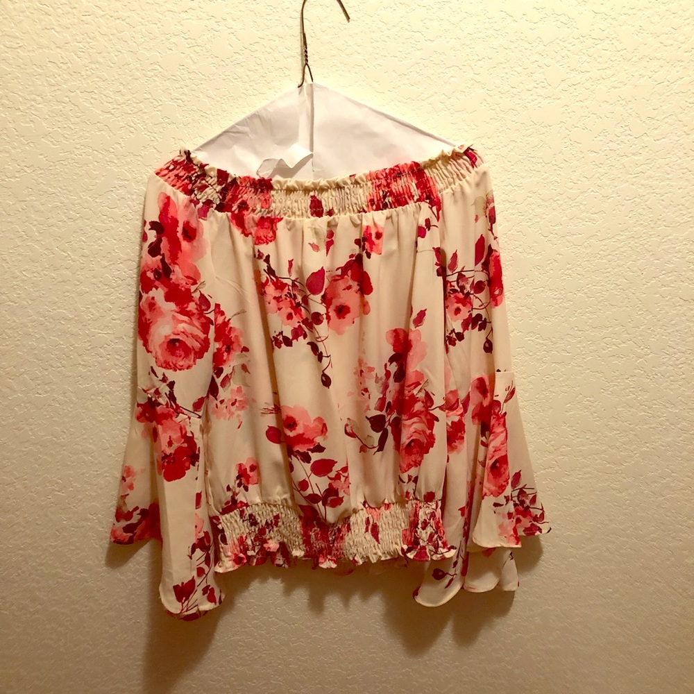 Off the shoulder long sleeve shirt